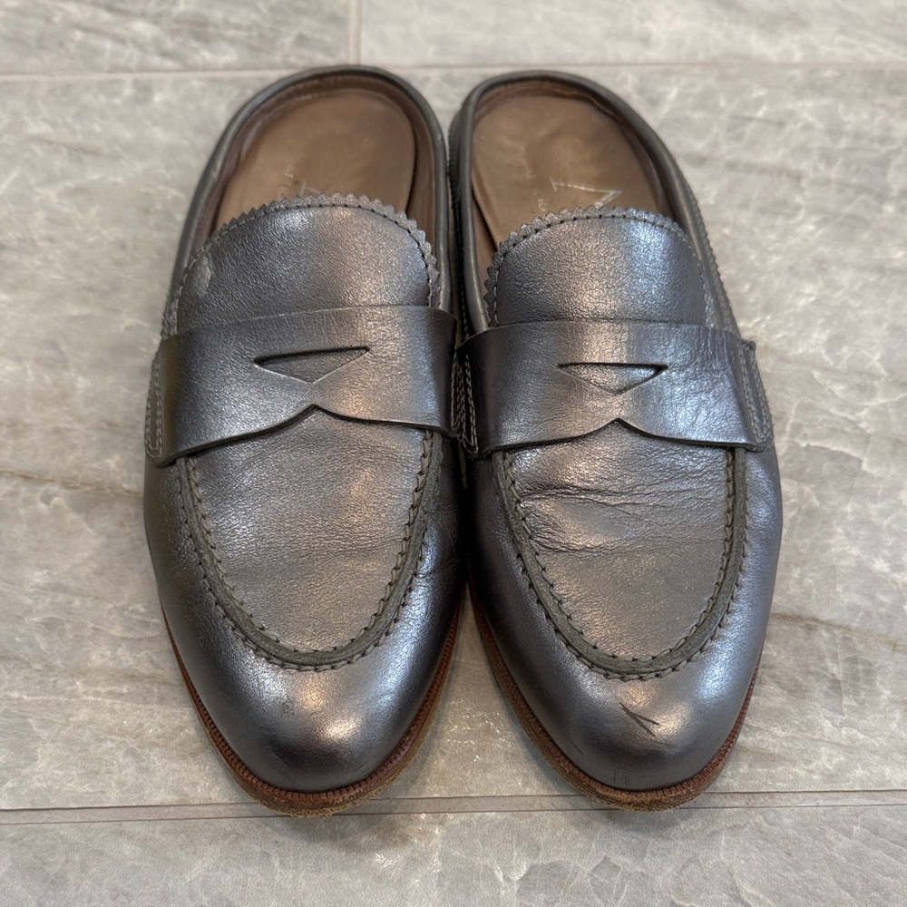 AGL gun metal silver slide loafers size 37.5